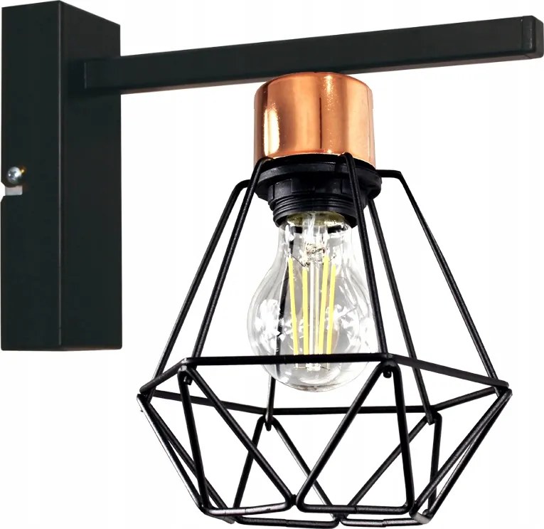 Fali Lámpa Drót Gyémánt Réz