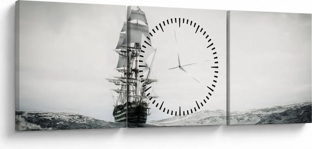 Kép - Egy hajó az óceánon (órával) (90x30 cm)