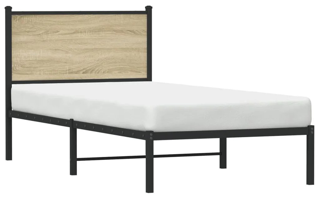sonoma tölgy színű fém ágykeret matrac nélkül 90 x 200 cm