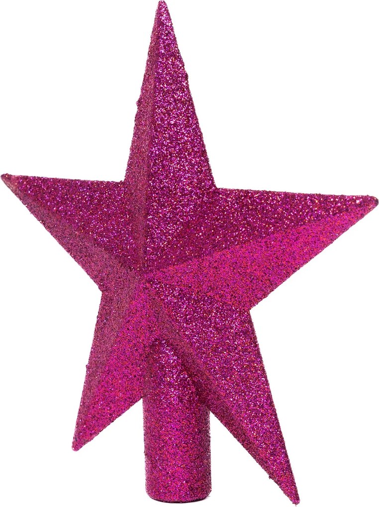 Glitteres csúcsdísz csillag 19 cm 2 rózsaszín