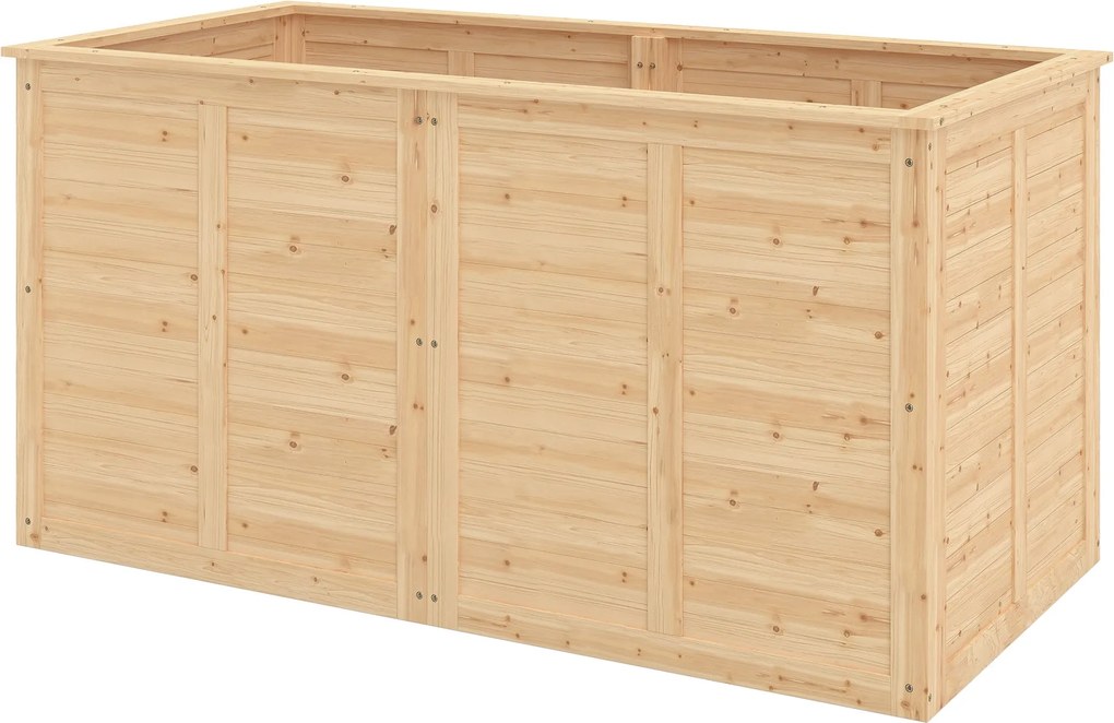 Outsunny fa magaságyás, 152 x 77 x 77 cm — emelt mély fűszerágyás nyitott aljjal és merevítő rudakkal | Aosom