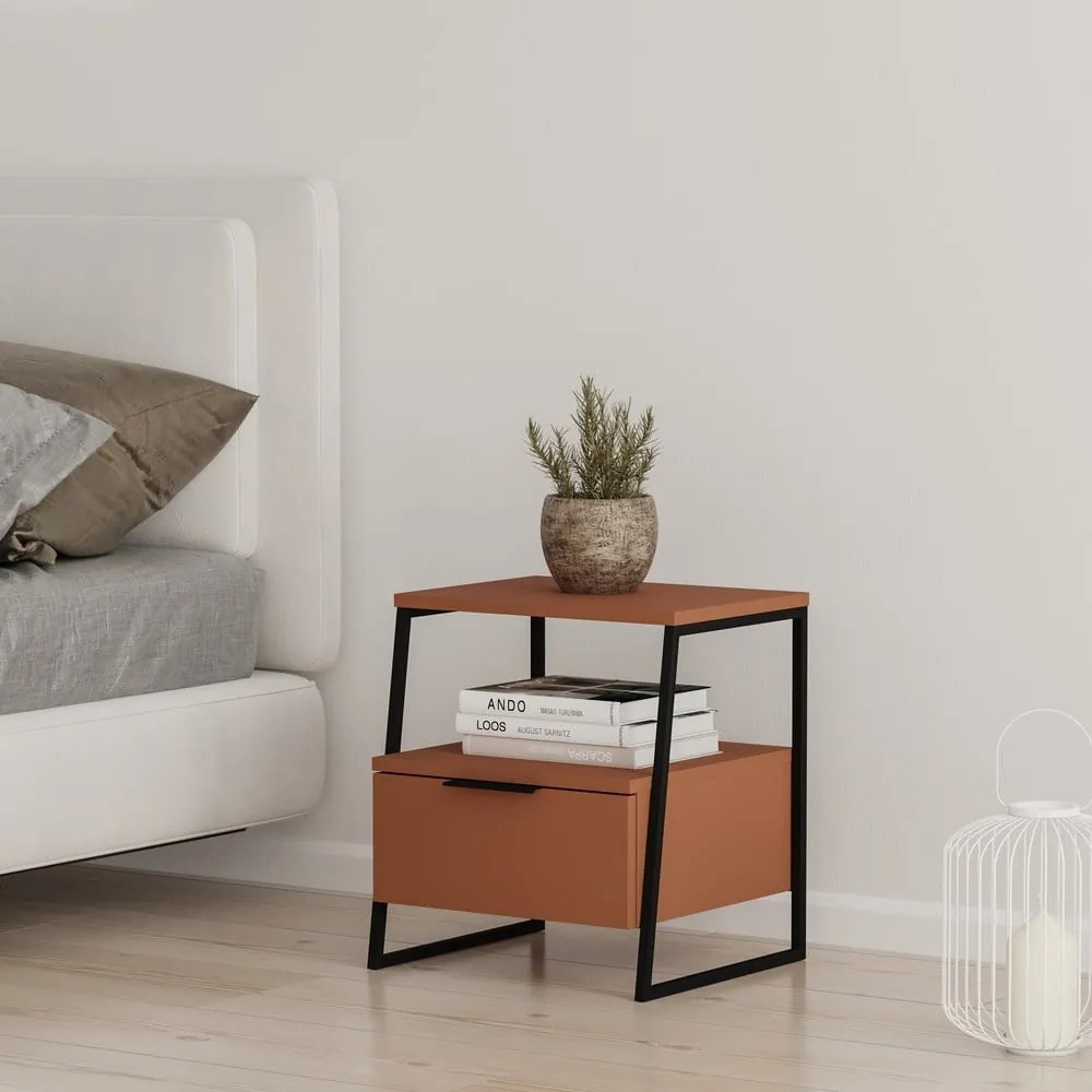 Téglavörös éjjeliszekrény Velia – Marckeric