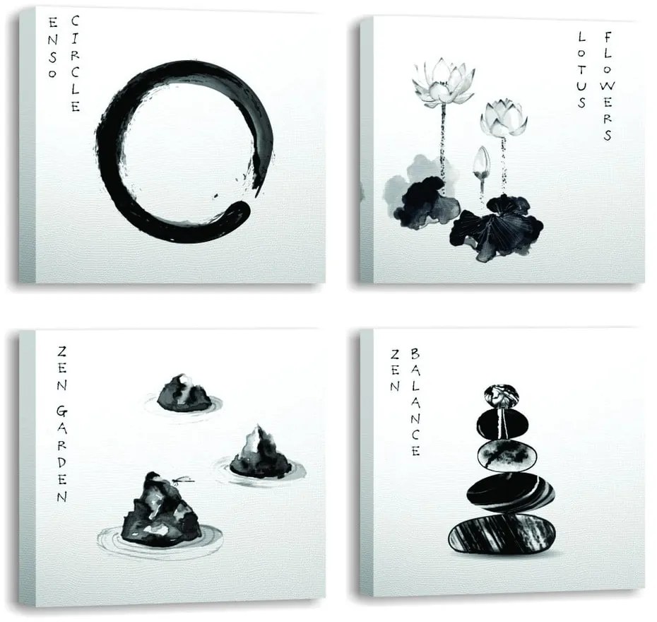 Kép szett 4 db-os 30x30 cm Japanese Zen – Wallity