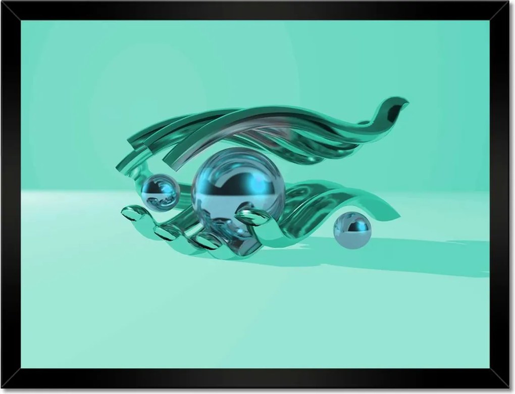 Poszterek keretben 40x30 Menta türkiz gömbök