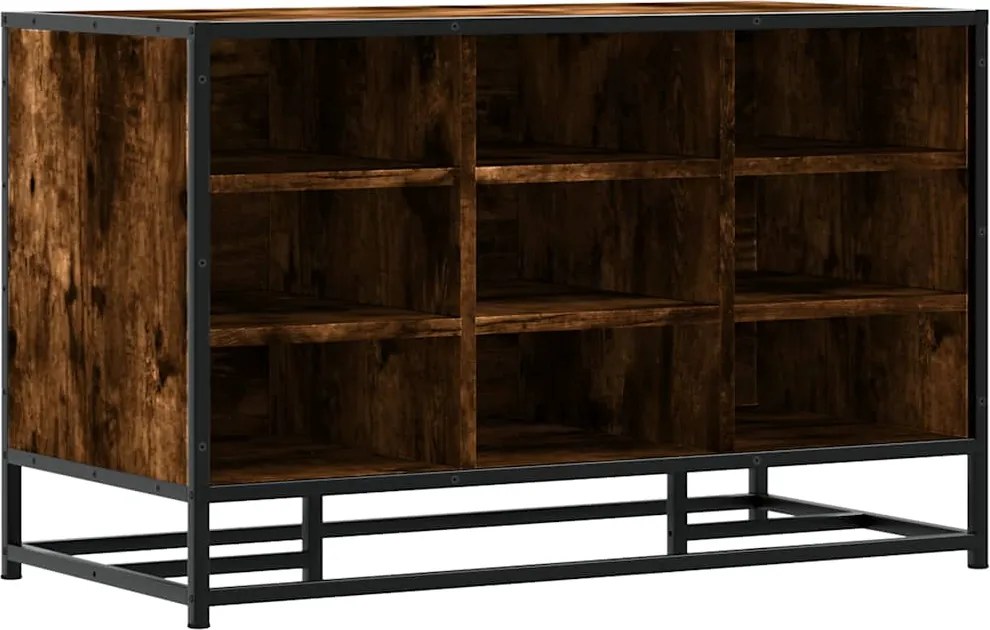 vidaXL cipőpad füstölt tölgy 84x40x53,5 cm fából és fémből készült
