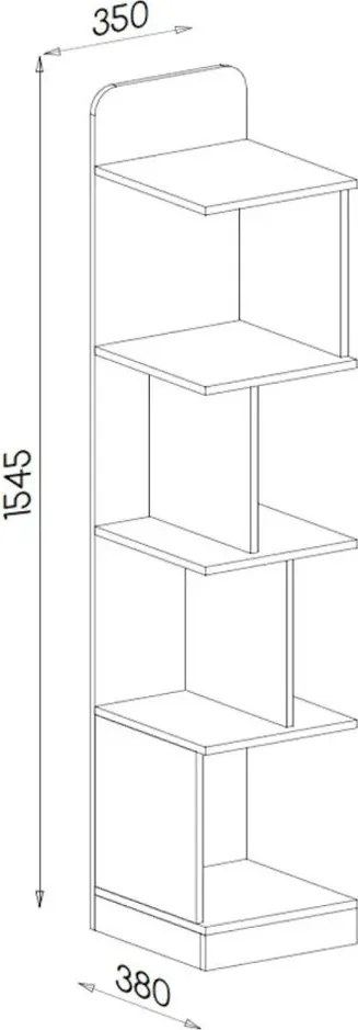 Polcos tároló könyvespolc 36x36x180cm fekete KH09-1