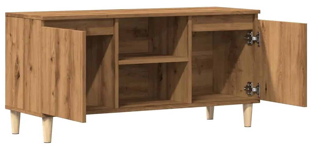 kézműves tölgy színű szerelt fa TV-szekrény 102x35x50 cm