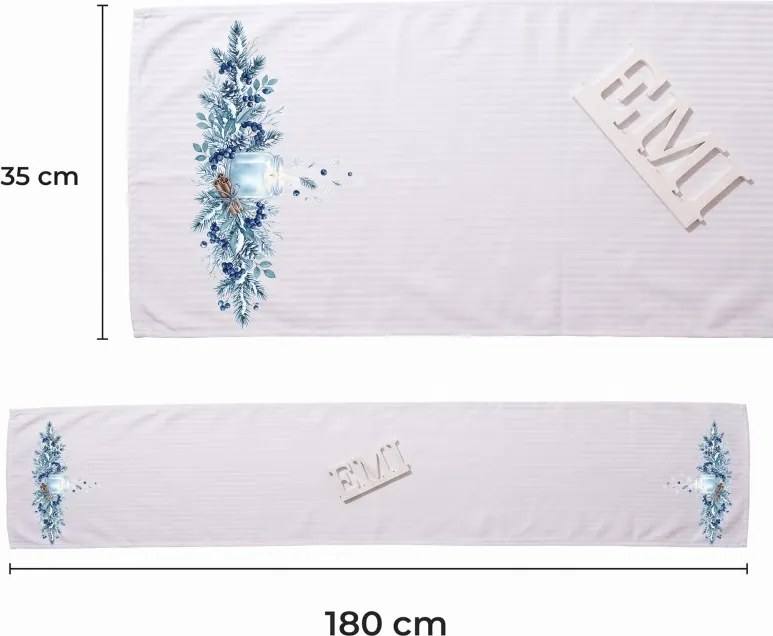 EMI Winter Blueberry damaszt terítő 35x180 cm