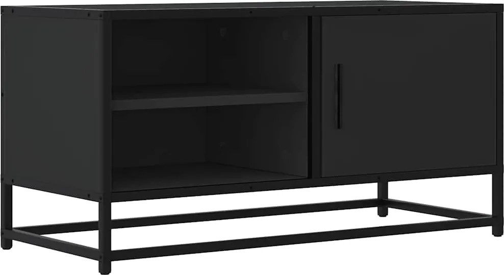 vidaXL fekete szerelt fa és fém TV-szekrény 80x34,5x40 cm