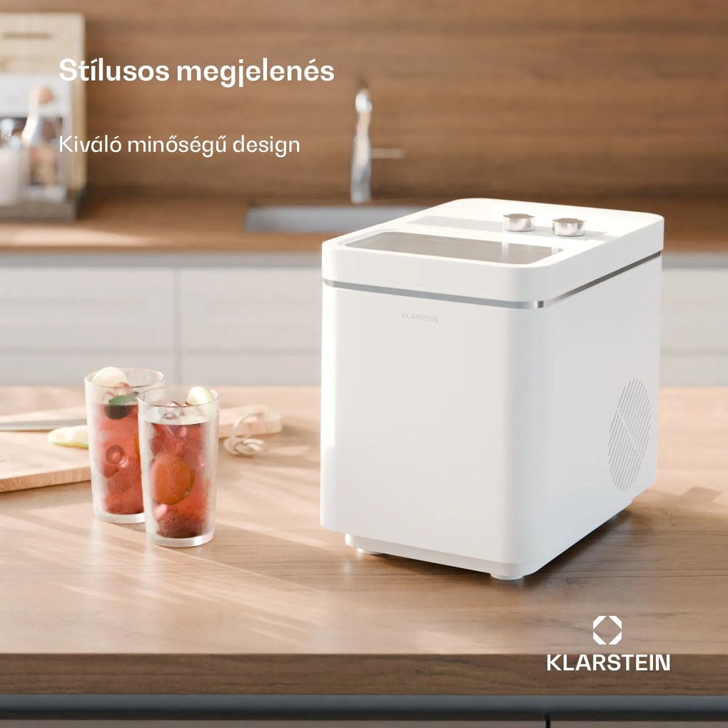 Klarstein IceCraft jégkockakészítő, 2 üzemmód, 1,3 l hideg víz, automatikus tisztítás, 12 kg/24 h