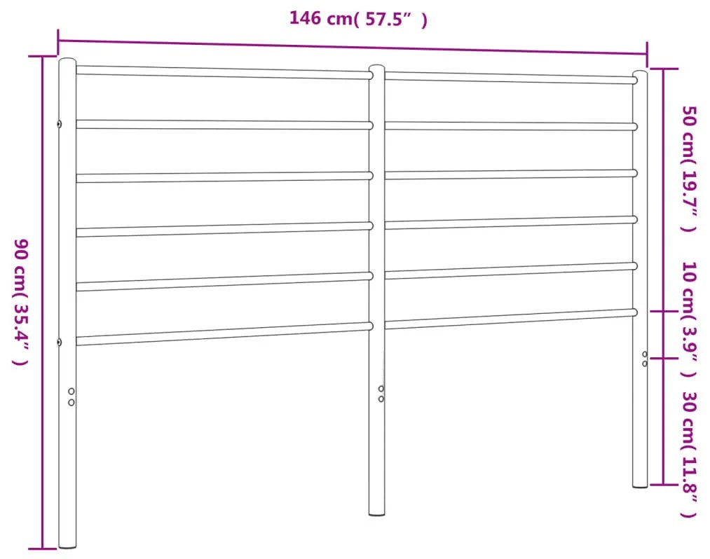 fekete fém fejtámla 140 cm