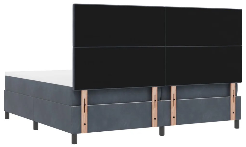 Boxspring Ágy Matrac nélkül Sötétszürke 200x200 cm Bársony