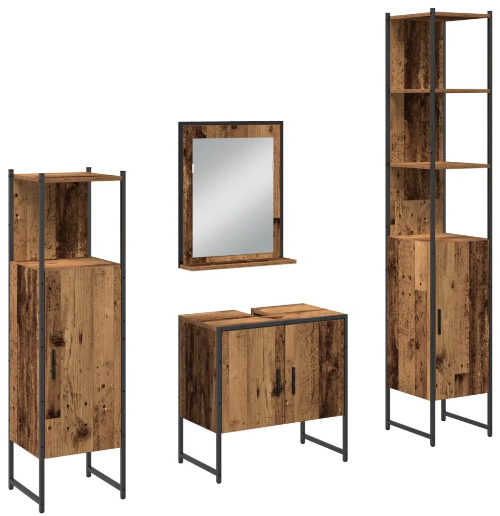 vidaXL Fürdőszoba bútor szett 4 pcs Barna 33 x 33 x 185.5 cm Faanyag