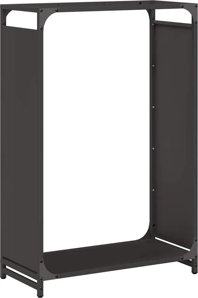 vidaXL fekete hidegen hengerelt acél tűzifatároló 60x28x90 cm