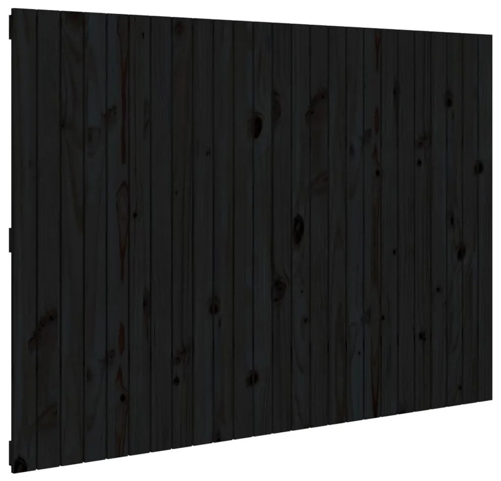 fekete tömör fenyőfa fali fejtámla 159,5x3x110 cm