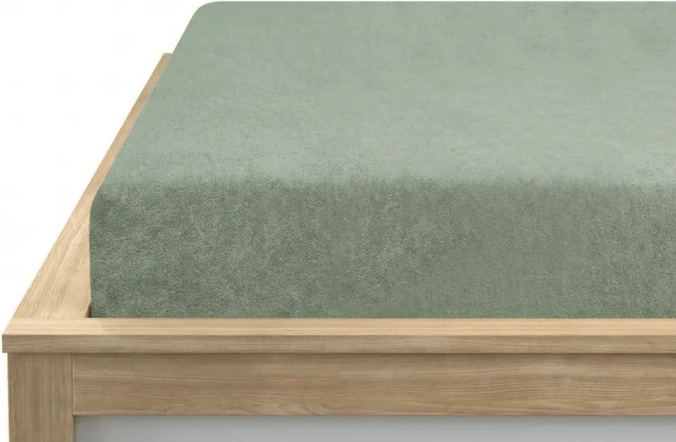 Frottír gumis lepedő EXCLUSIVE világos olívazöld 90 x 200 cm