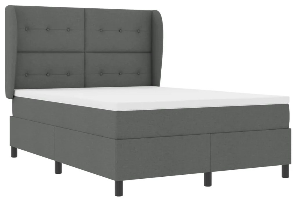 Boxspring Ágy Matrac Készlettel - Sötétszürke, 160x200 cm Szövet