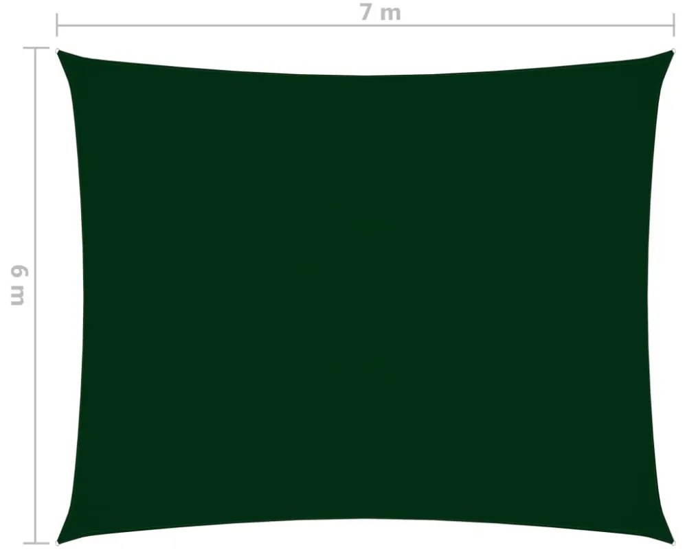sötétzöld téglalap alakú oxford-szövet napvitorla 6 x 7 m
