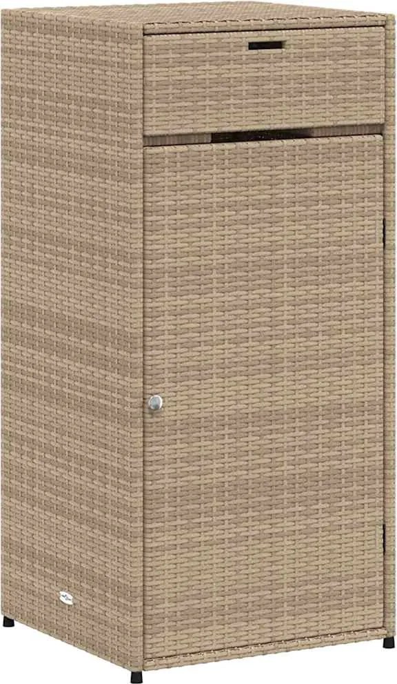 vidaXL bézs polyrattan kerti tárolószekrény 55 x 55 x 111 cm