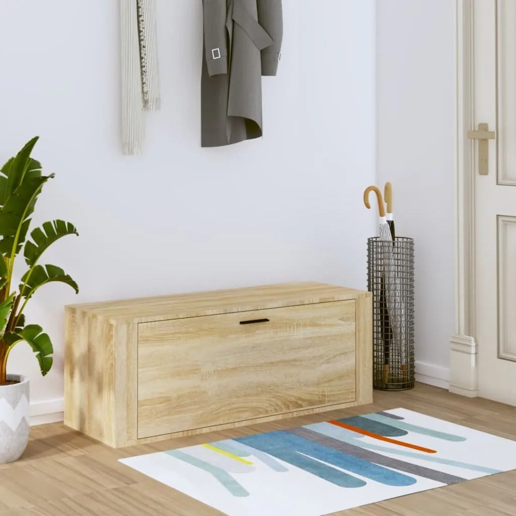 sonoma tölgy színű szerelt fa fali cipőszekrény 100x35x38 cm