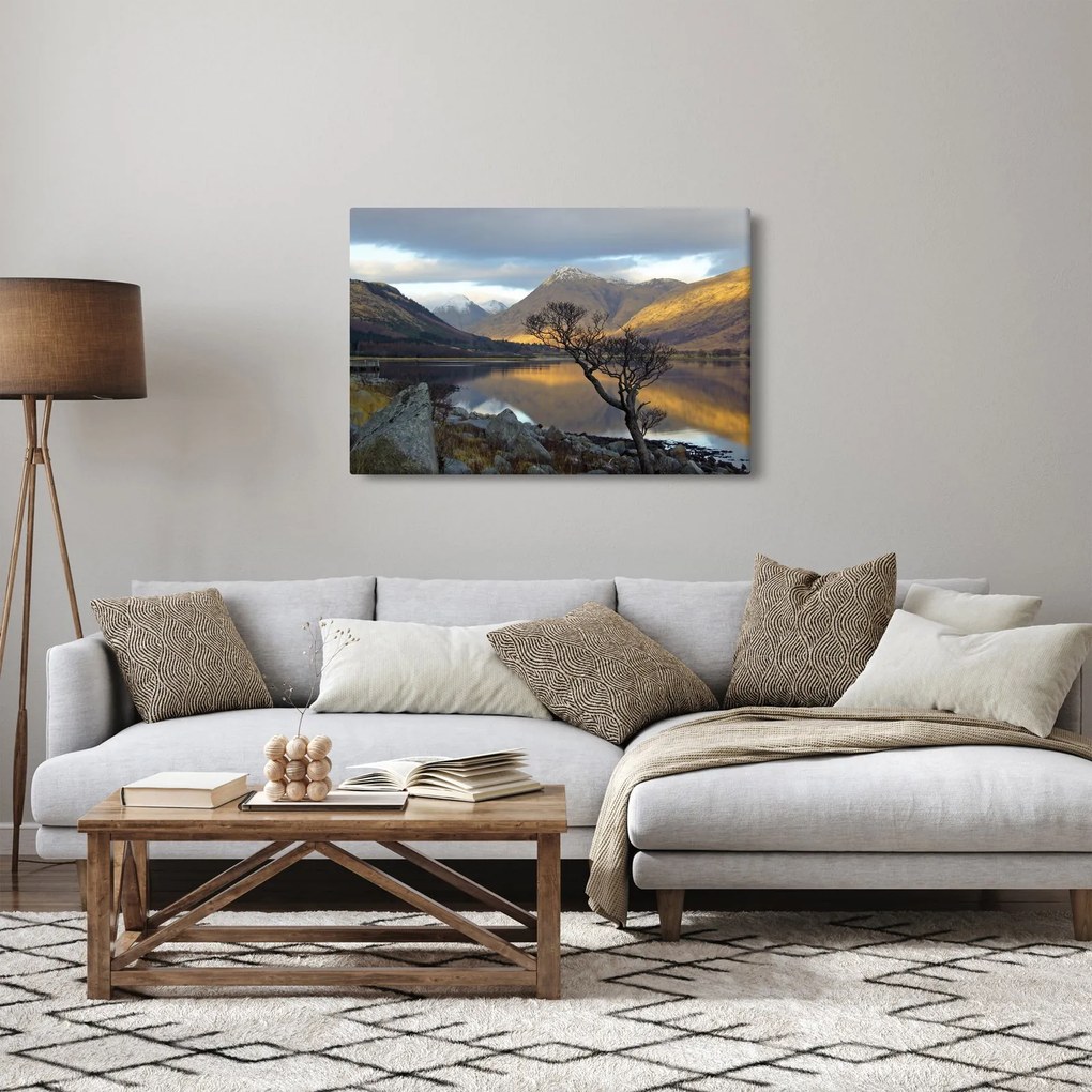 Kép - Hegyek a tónál (90x60 cm)