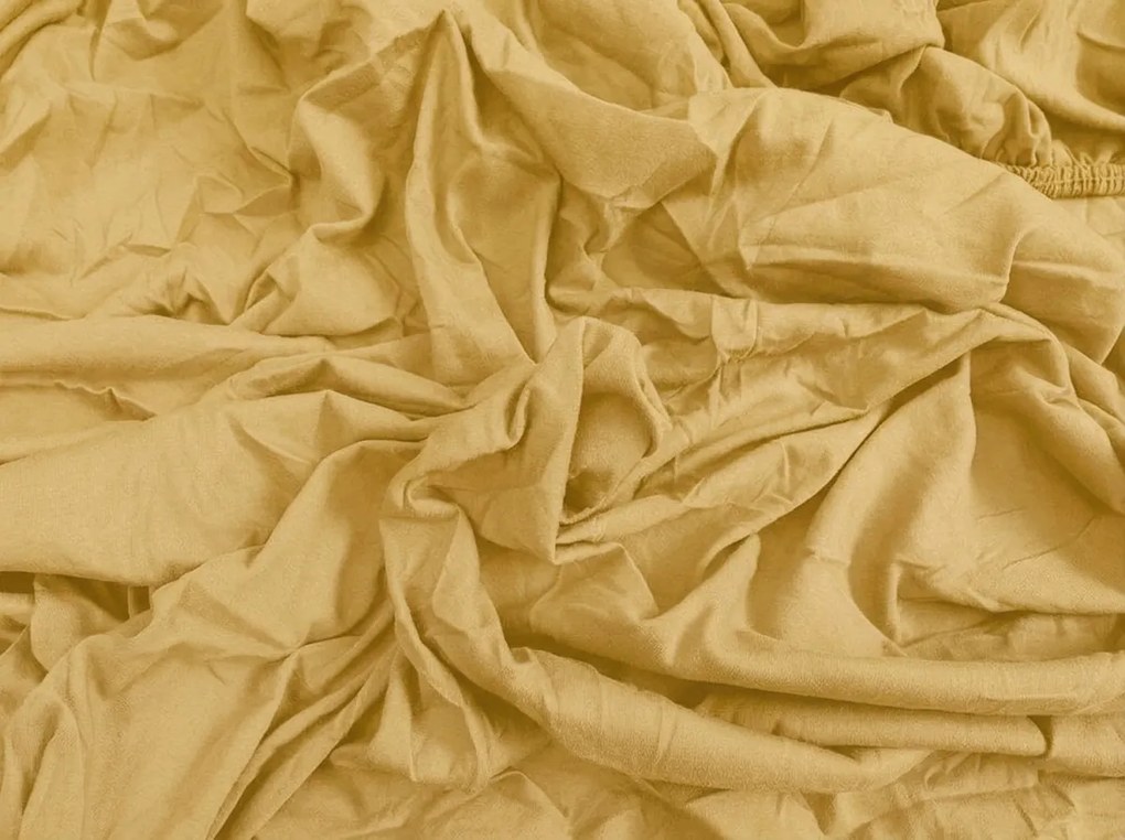 Jersey sárga lepedő BASIC 90x200 cm