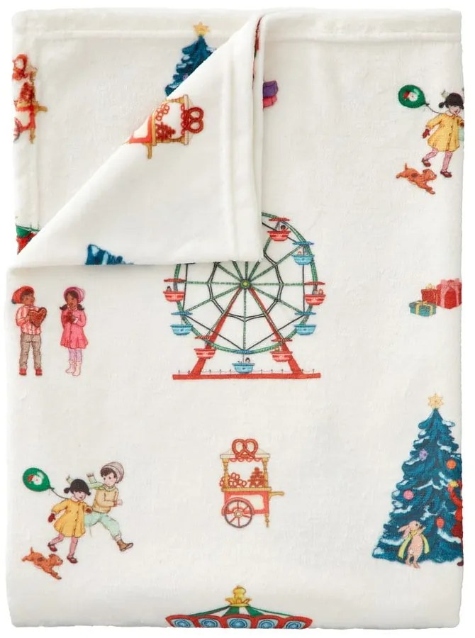 Fehér mikroplüss gyerek takaró 150x200 cm Christmas Fairground – Belle & Boo