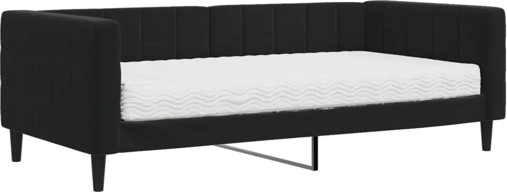 vidaXL fekete bársony heverő matraccal 90 x 190 cm