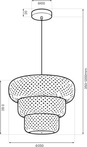 Kábelre függesztett TULUM függőlámpa 1xE27/15W/230V, átm. 35 cm, bambusz