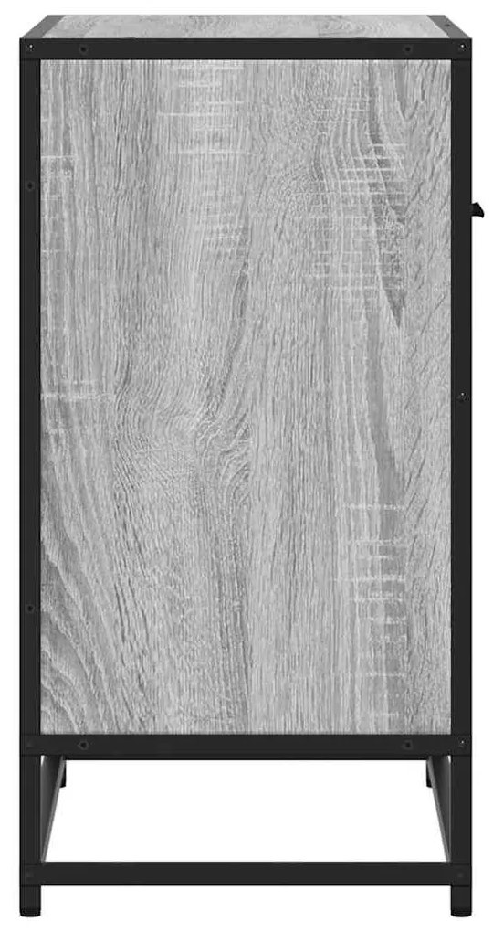 szürke sonoma színű szerelt fa és fém éjjeliszekrény 60x31x60cm