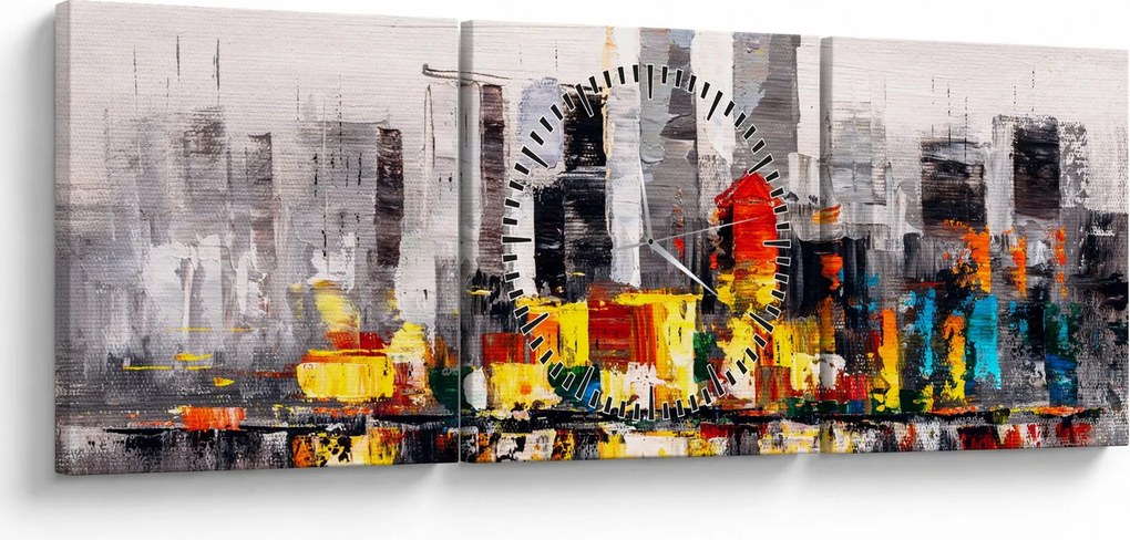Kép - A nagyváros festménye (órával) (90x30 cm)