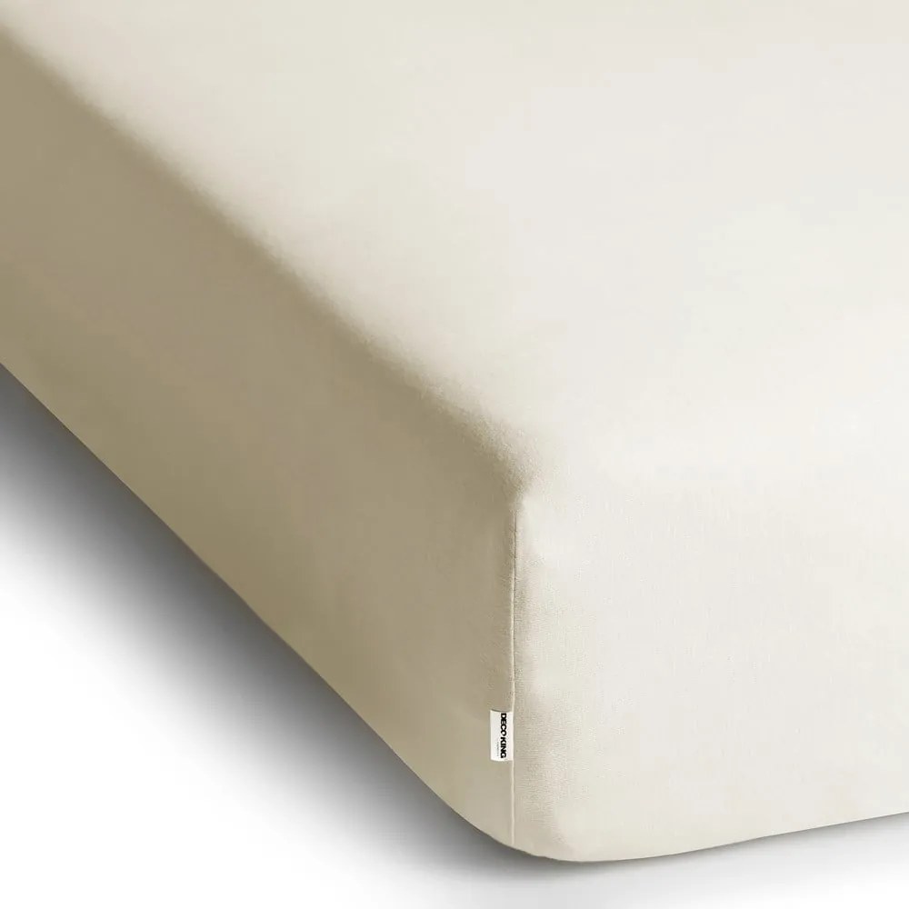 Fehér-krémszínű gumis jersey lepedő 240x200 cm Amber – Restilo