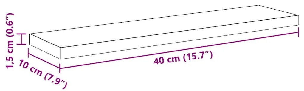 Polcos könyvespolc 4 pcs Fekete 40 x 10 x 1.5 cm Faanyag