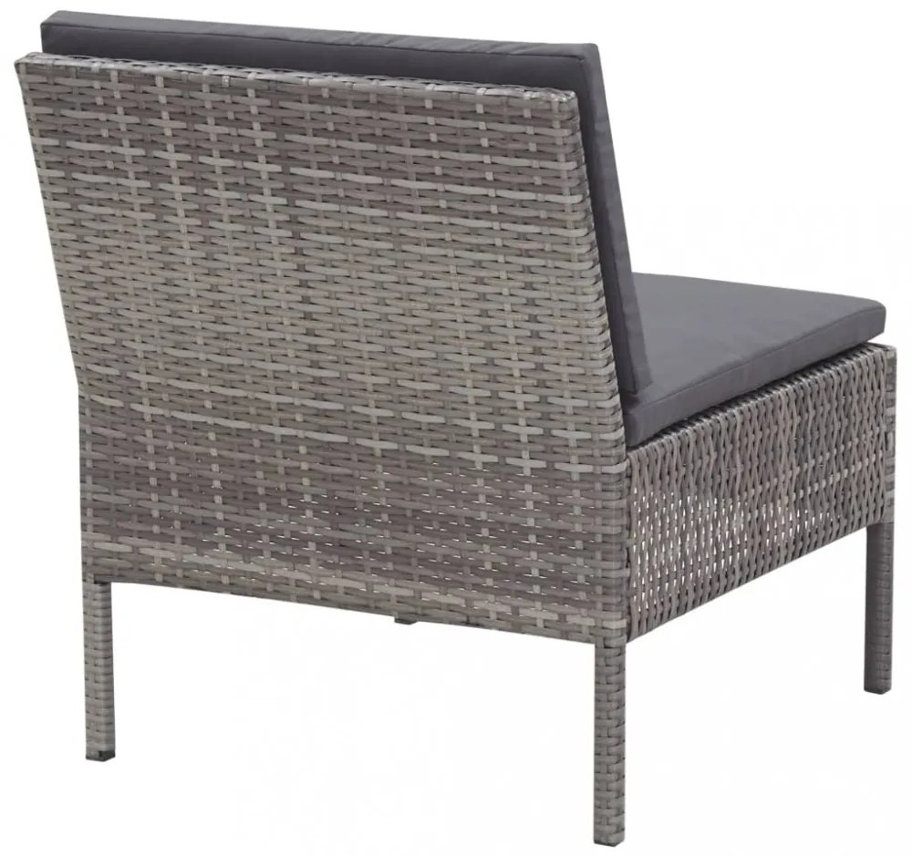 vidaXL 3-részes szürke polyrattan kerti ülőgarnitúra párnákkal