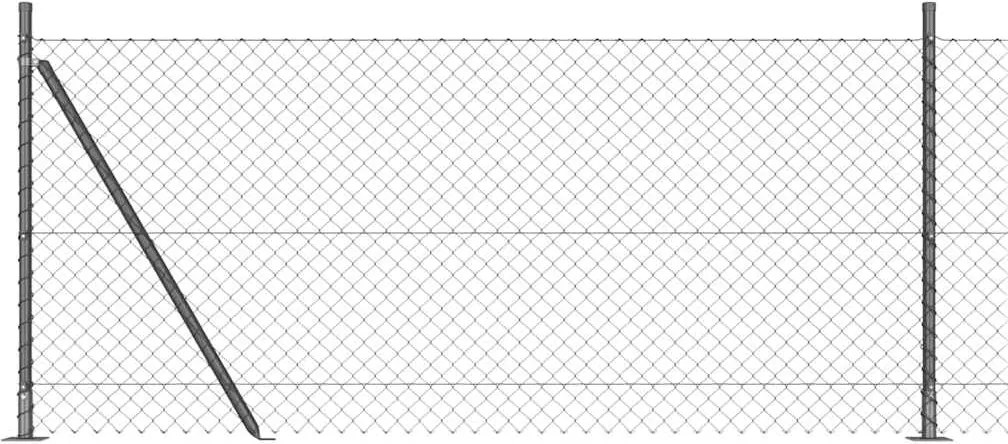 vidaXL Kerítésoszlop Szürke 25 x 0,8 m (40 x 40 mm háló) Acél és PVC