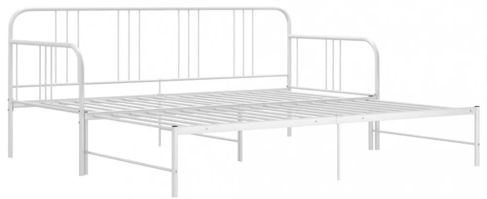 fehér fém kihúzható kanapéágy-keret 90 x 200 cm