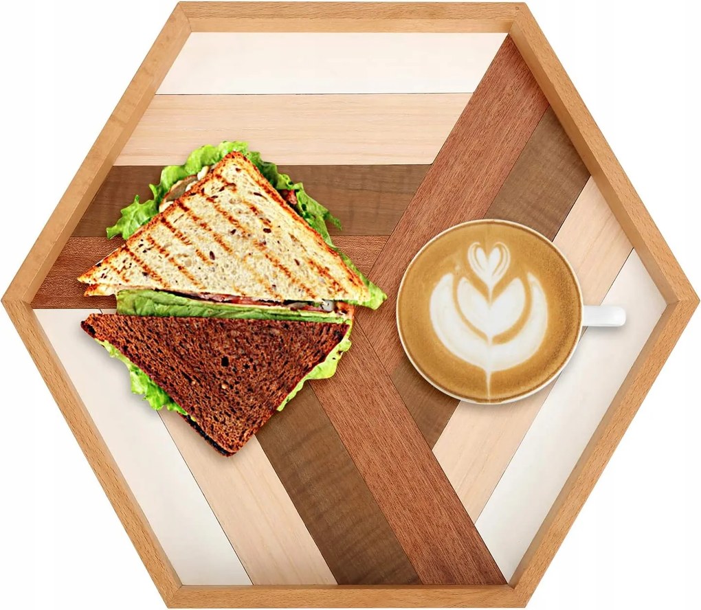 Fából készült kézzel készített Dekorációs tálca Reggeli Tálaláshoz