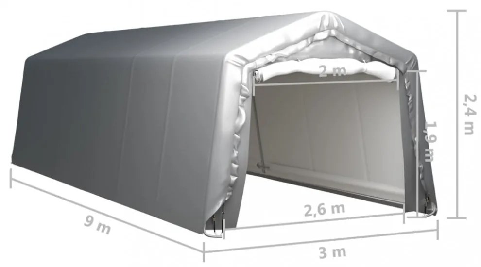 szürke acél tárolósátor 300 x 900 cm