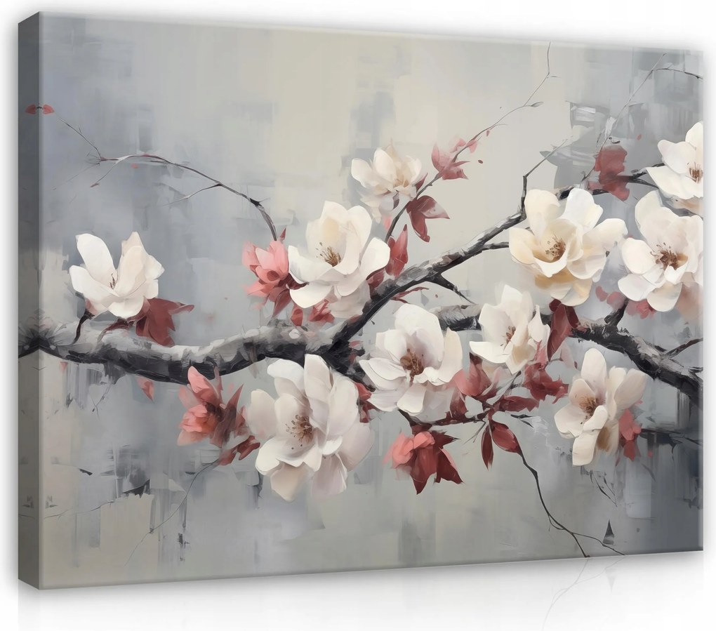 Hálószoba Vászonkép Cseresznyevirágok Szürke Modern Vászon Falikép 120x80