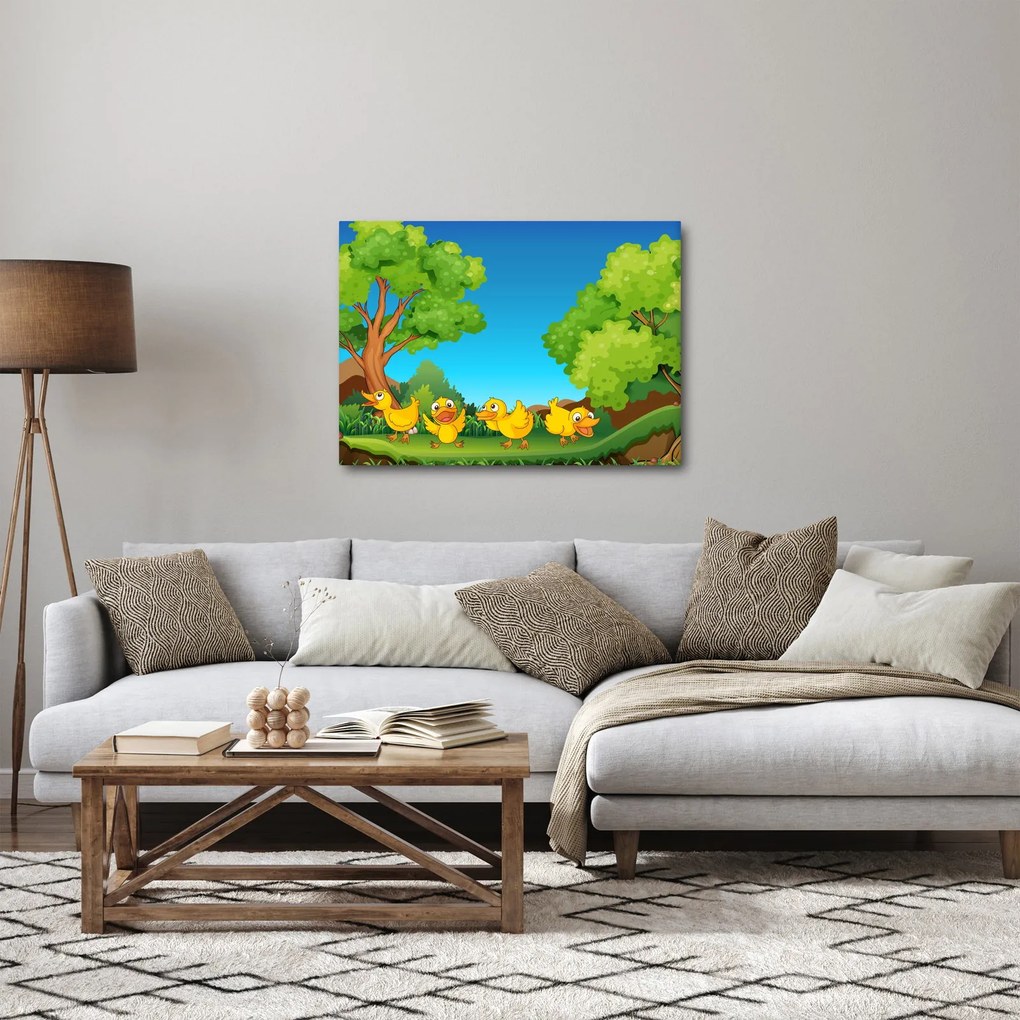 Kép - boldog, kiskacsák (70x50 cm)