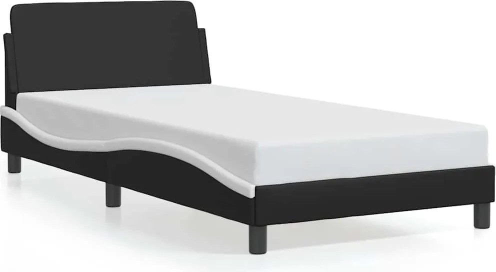 vidaXL fekete és fehér műbőr ágykeret Dover 100x200 cm