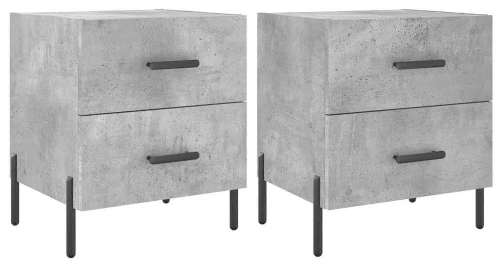 2 db betonszürke szerelt fa éjjeliszekrény 40 x 35 x 47,5 cm