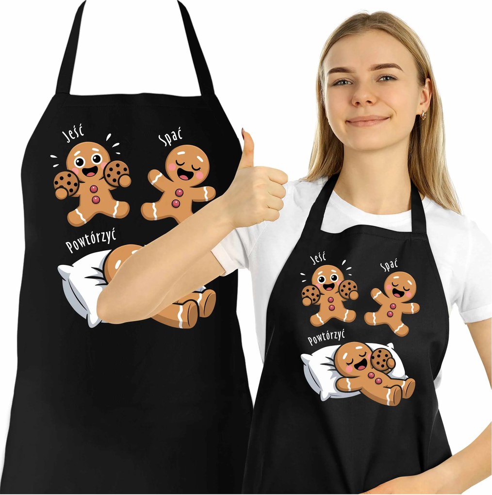 Konyhai kötény Karácsonyi Ajándék Karácsonyi Vicces Evés Ital Alvás Ciklus