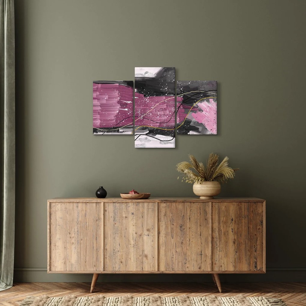 Kép - Rózsaszín-fekete absztrakció (90x60 cm)