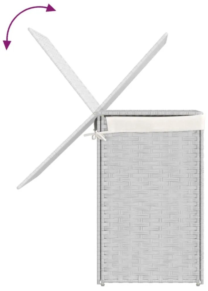 fehér polyrattan szennyeskosár 2 rekesszel 53x33x57 cm