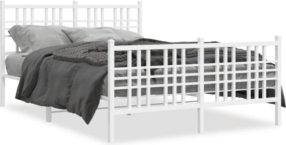 vidaXL fehér fém ágykeret fej- és lábtámlával 140 x 190 cm