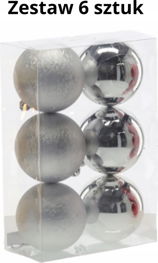 Exkluzív 6 Db-os Karácsonyfadísz Szett 8 CM Ezüst Tökéletes Ajándék