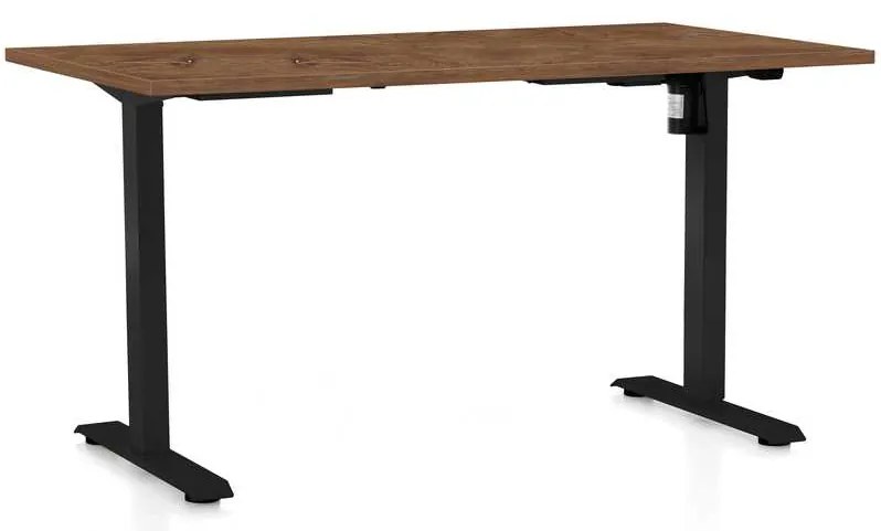 OfficeTech A állítható magasságú asztal, 120 x 80 cm, fekete alap, silverjack tölgy