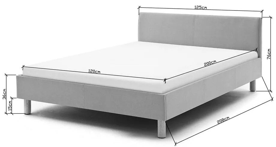 Kékesszürke kárpitozott egyszemélyes ágy 120x200 cm Lena – Meise Möbel