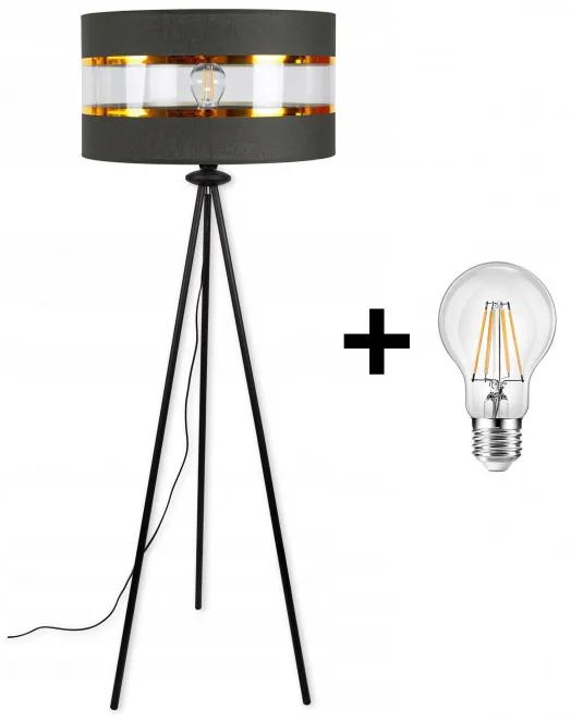 Glimex Abazur állólámpa szürke 1x E27 + ajándék LED izzó